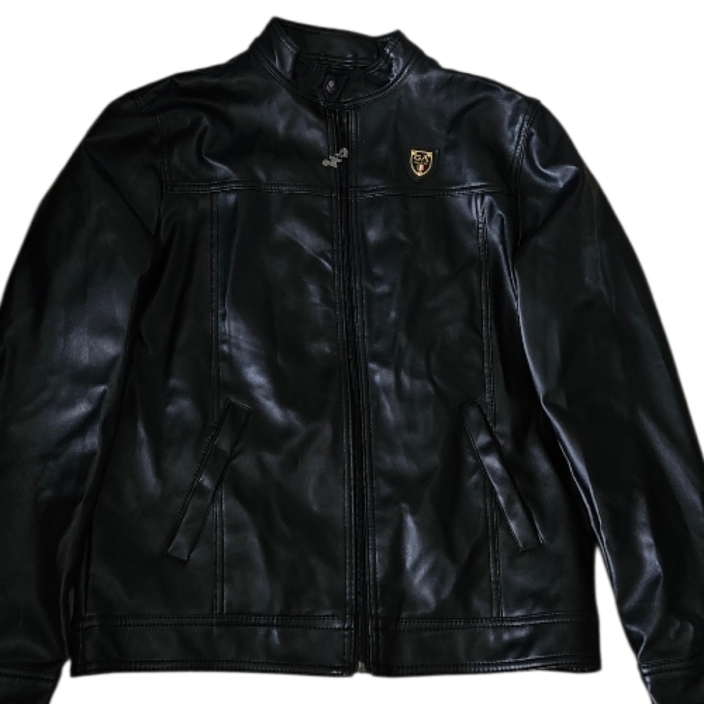 GA Milano Black Faux Leather Cafe Racer Jacket - Black - XL